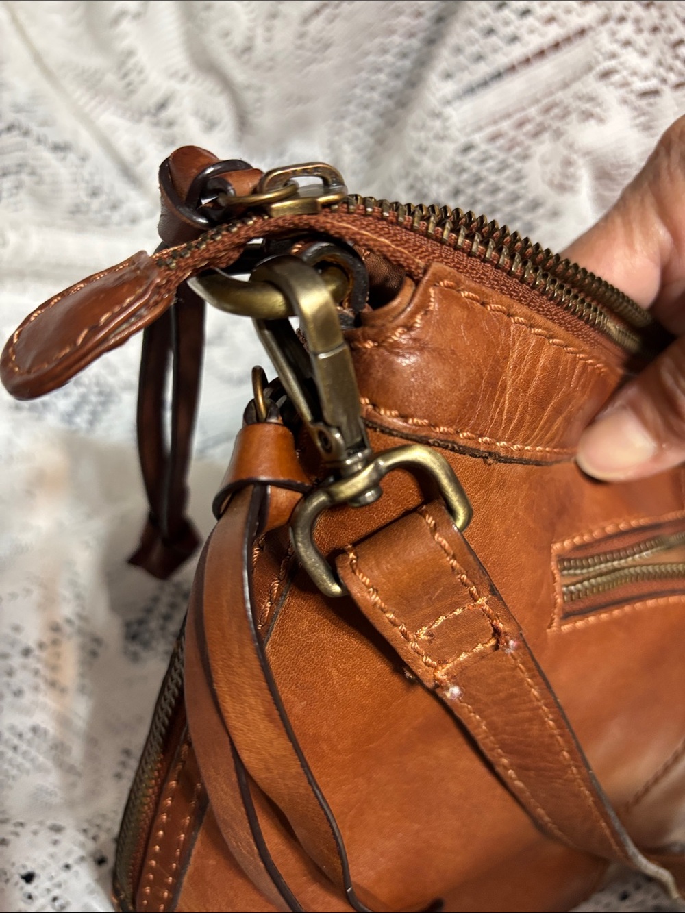 Leather Crossbody Bag - Brown - Picture 8 of 11